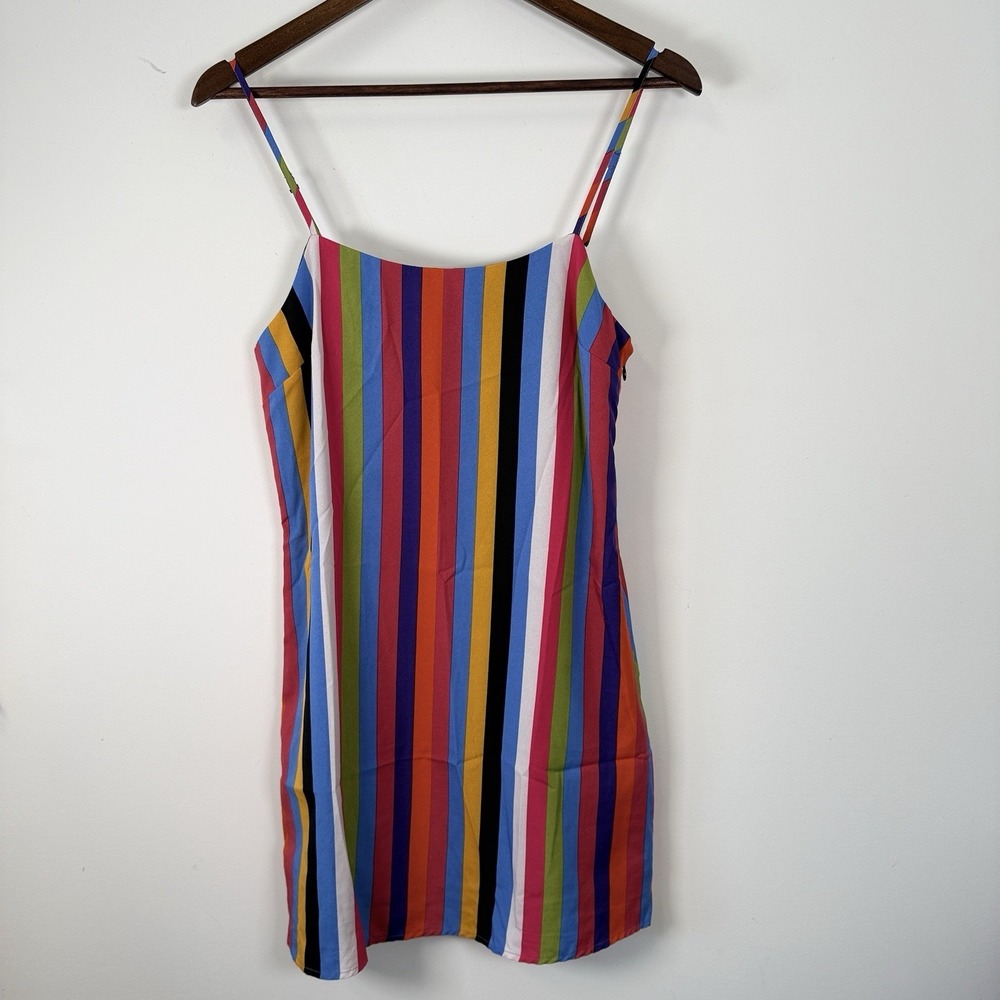 After Market Tank‎ Dress Short Rainbow Vertical Stripe Women's Small